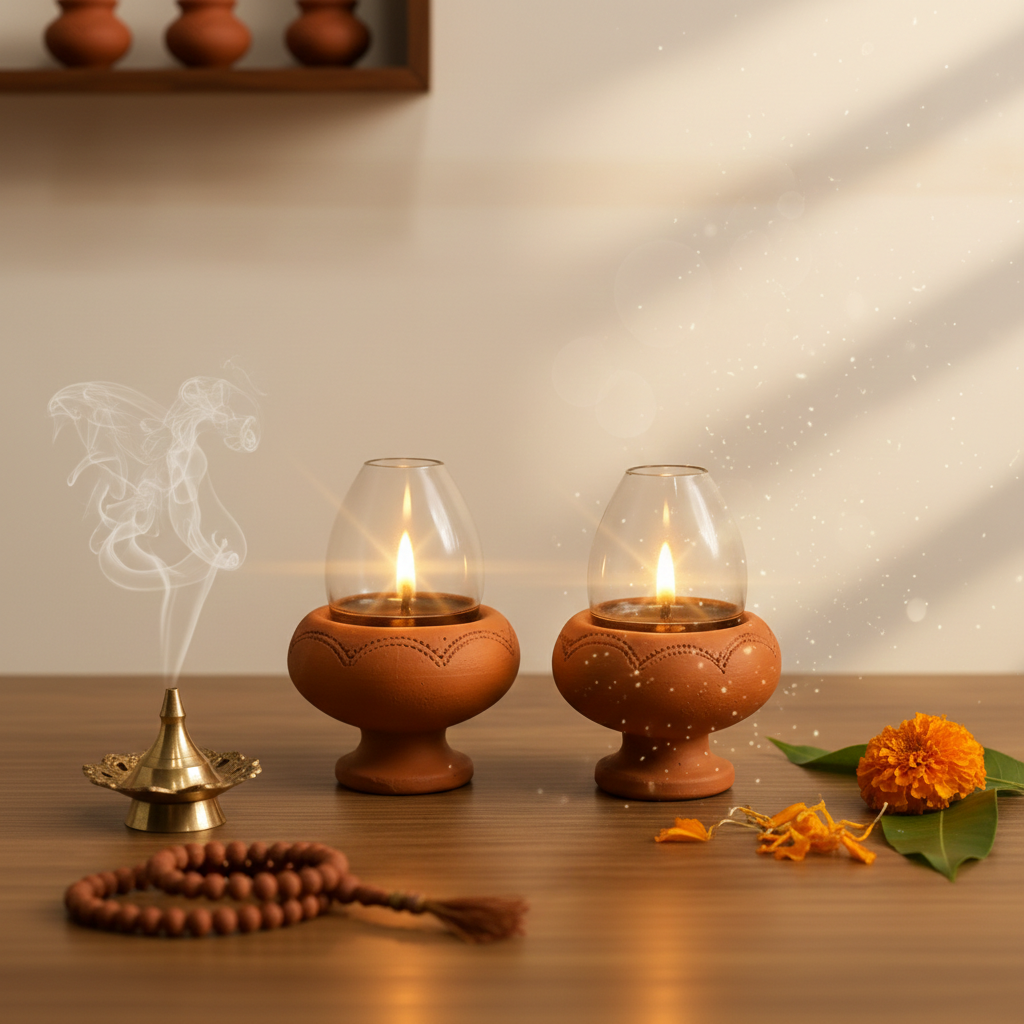 Chimney Diya – Windproof Terracotta Lamp
