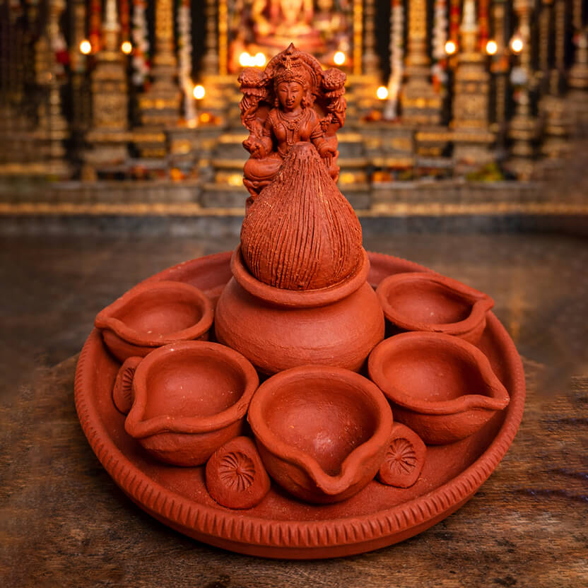 Terracotta Ceremonial Plate Diya